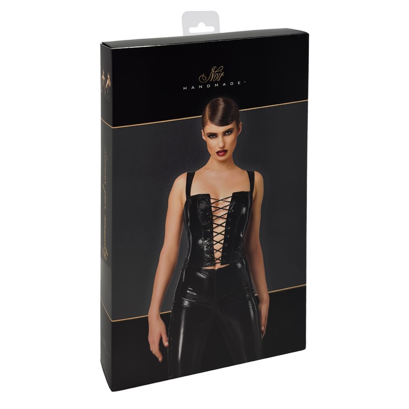 Corset en vinyle Dominae F379 - Noir Handmade