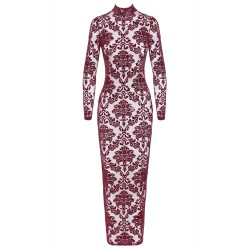 Robe fendue en tulle floqué Kink Royal F383 - Noir Handmade