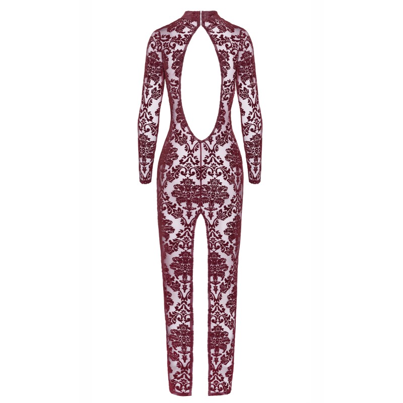 Robe fendue en tulle floqué Kink Royal F383 - Noir Handmade