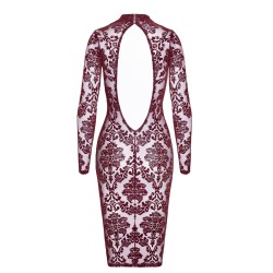 Robe fourreau en tulle floqué Kink Royal F384 - Noir Handmade