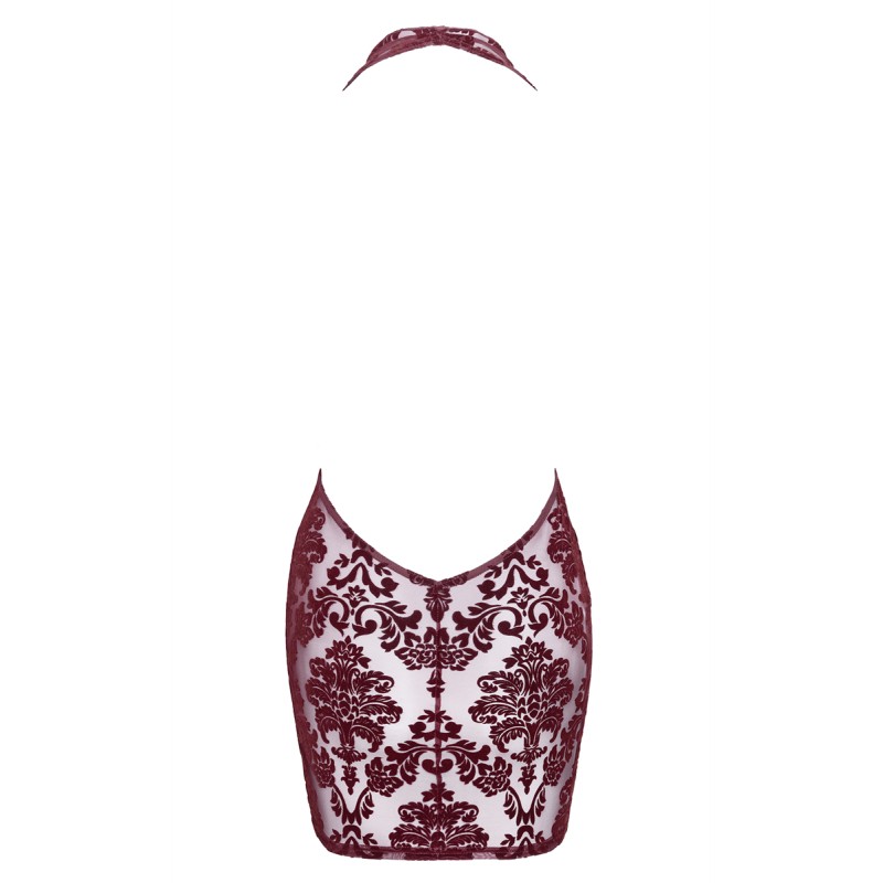 Mini robe dos nu en tulle floqué Kink Royal F385 - Noir Handmade