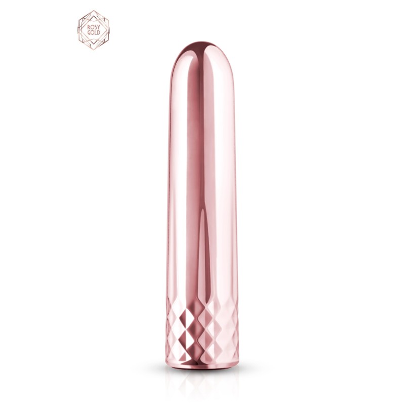 Mini vibro Rosy Gold rechargeable – 10 modes, étanche