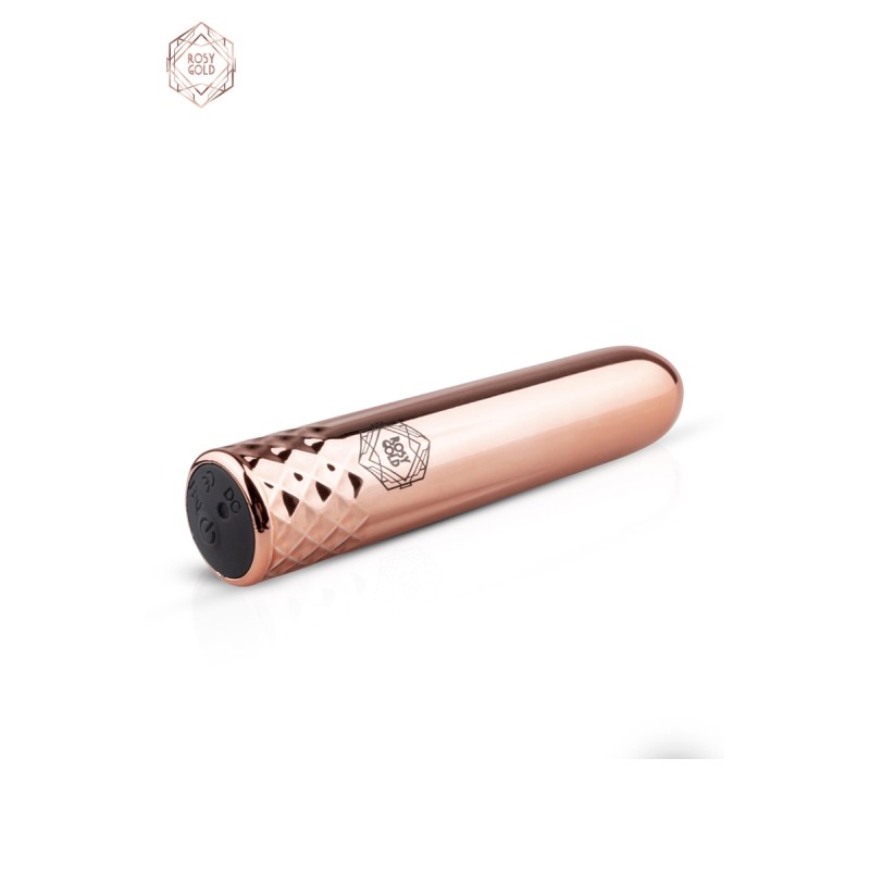 Mini vibro Rosy Gold rechargeable – 10 modes, étanche