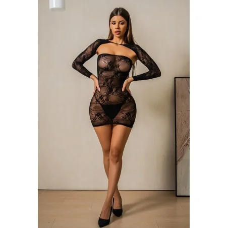 Mini robe résille dos nu - J Lingerie