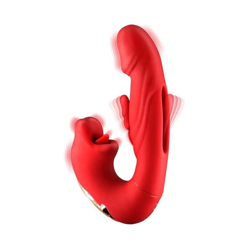 Vibromasseur rabbit 3-en-1 Kissy rouge Yoba - stimulation multizone