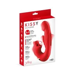 Vibromasseur rabbit 3-en-1 Kissy rouge Yoba - stimulation multizone