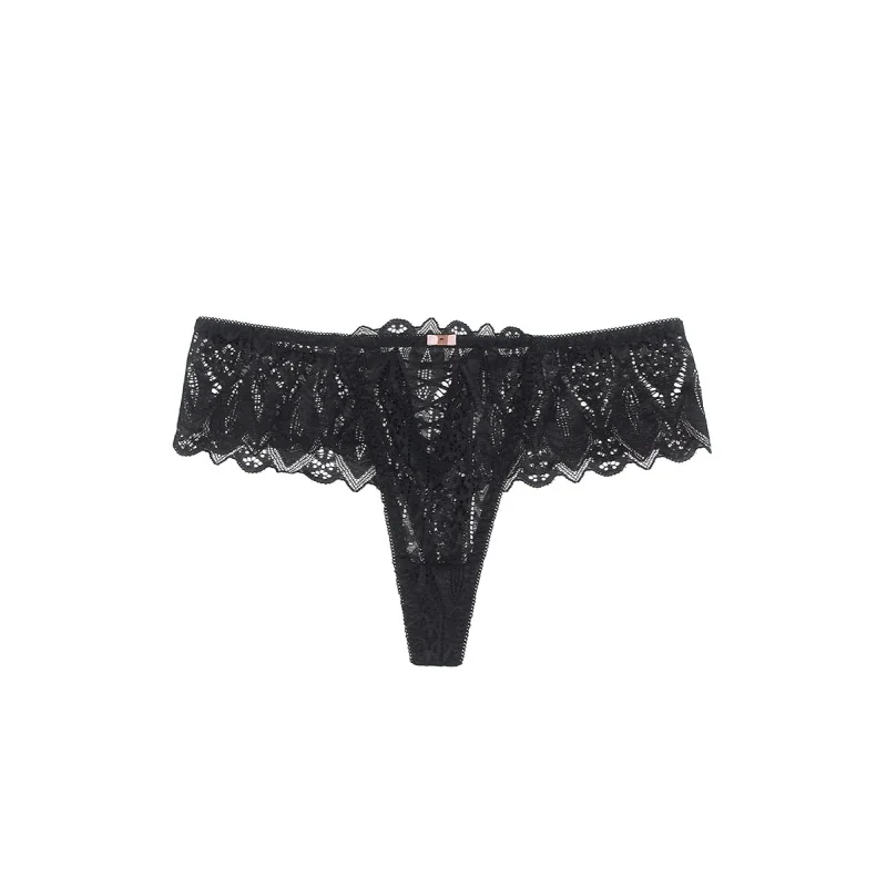 String dentelle dos lacé Noir - Litolu Lingerie