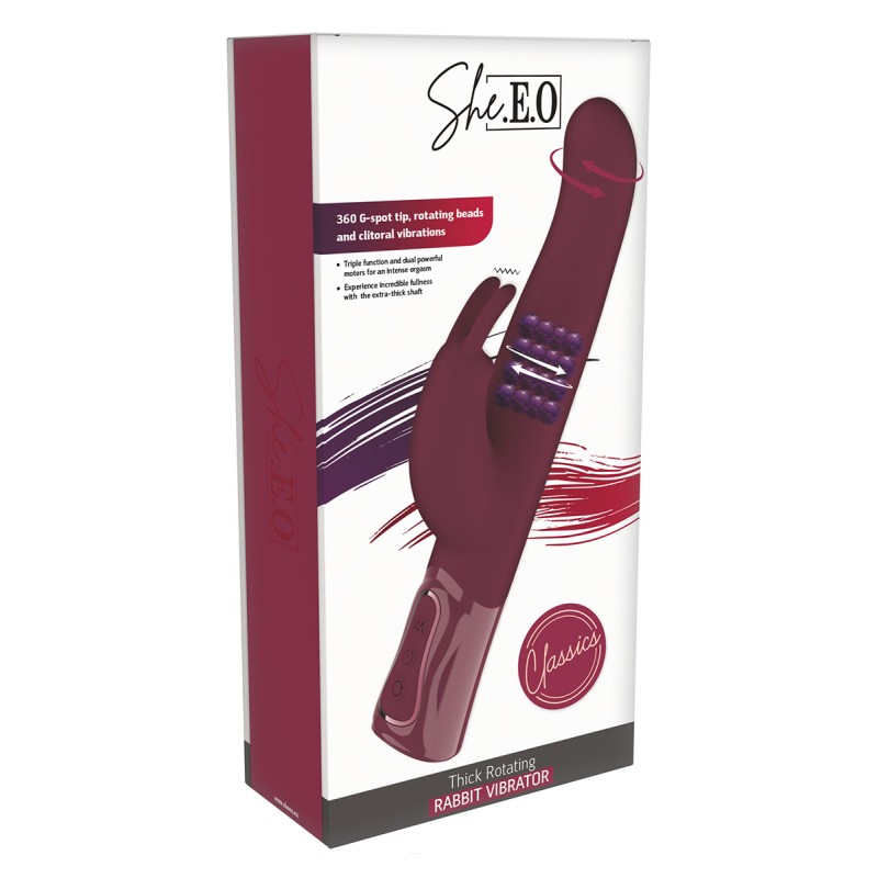 Vibro Rabbit rotatif triple stimulation XXL - She.E.O