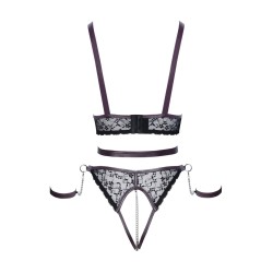 Ensemble ouvert 3 pièces noires - Cotelli Bondage 