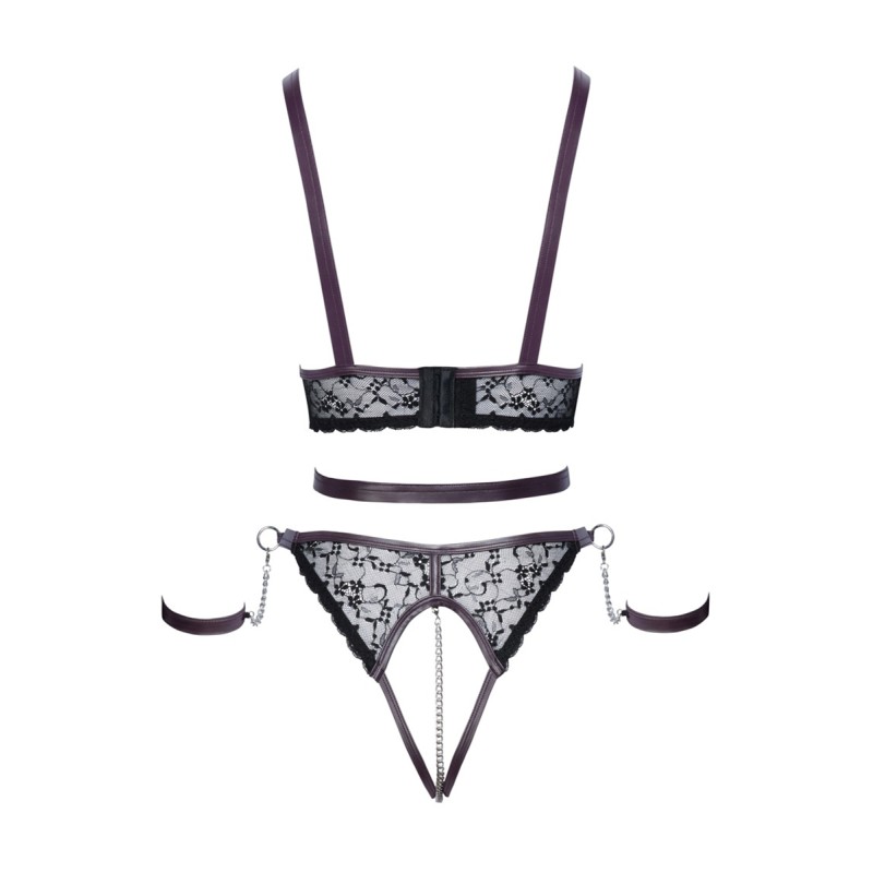 Ensemble ouvert 3 pièces noires - Cotelli Bondage 