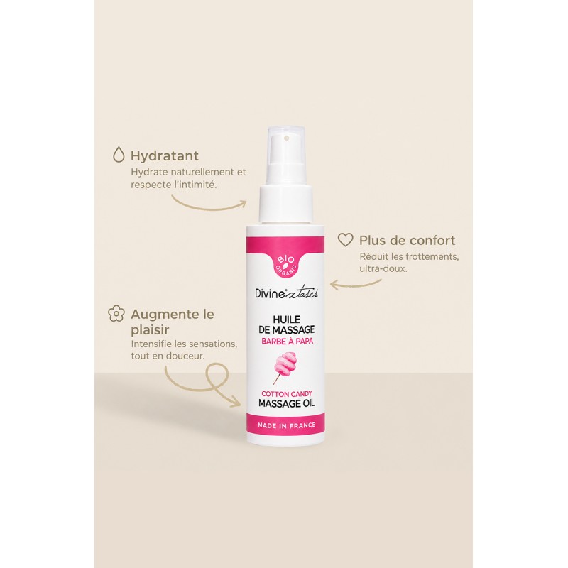 Huile de massage BIO barbe à papa - Divinextases