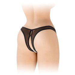 String ouvert avec perles Sophie - noir