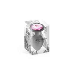 Plug anal bijou Hidden Eden - Strass rose, silicone noir 9,3 cm
