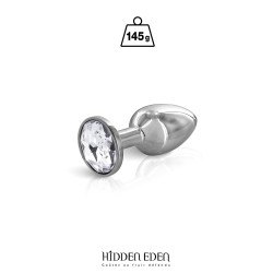 Plug anal acier bijou Hidden Eden - strass transparent 7,5 cm