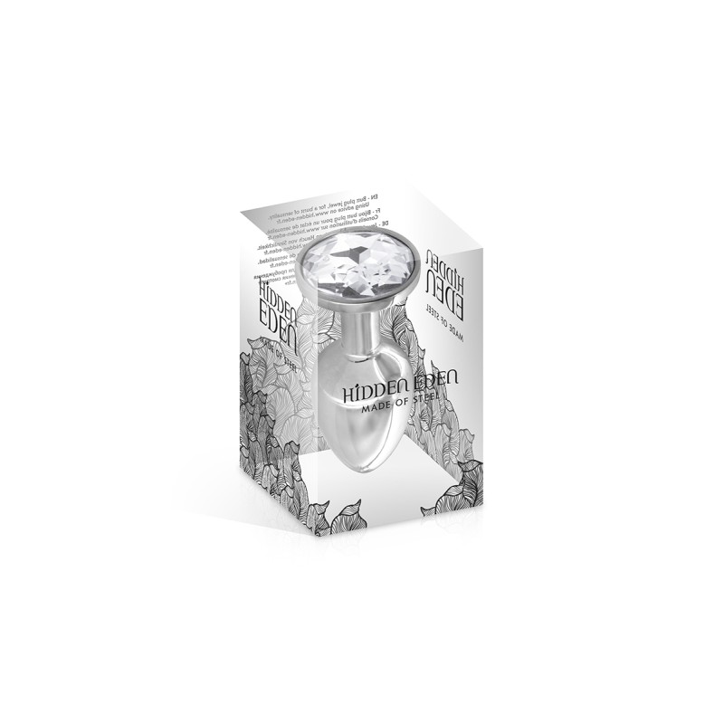Plug anal acier bijou Hidden Eden - strass transparent 7,5 cm