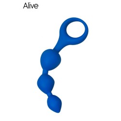 Plug anal Triball Alive - Chaîne anale 3 boules bleu, flexible et précis