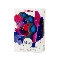 Plug anal Triball Alive - Chaîne anale 3 boules bleu, flexible et précis