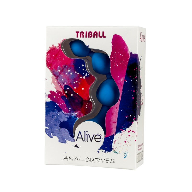 Plug anal Triball Alive - Chaîne anale 3 boules bleu, flexible et précis