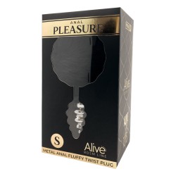 Plug anal métal Fluffy Twist S noir avec pompon - Alive, sextoy intime design