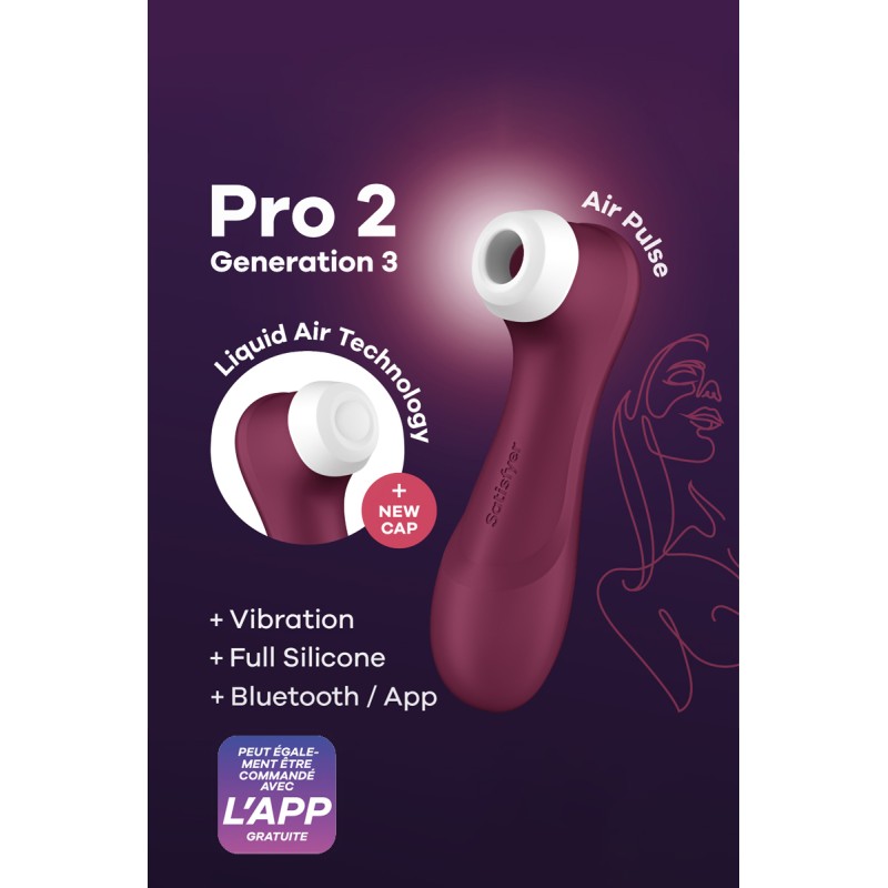 Satisfyer Pro 2 Generation 3 connecté bordeaux - stimulateur