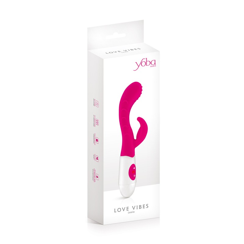 Vibromasseur Rabbit Leola rose - Stimulation multiple 10 modes - Yoba