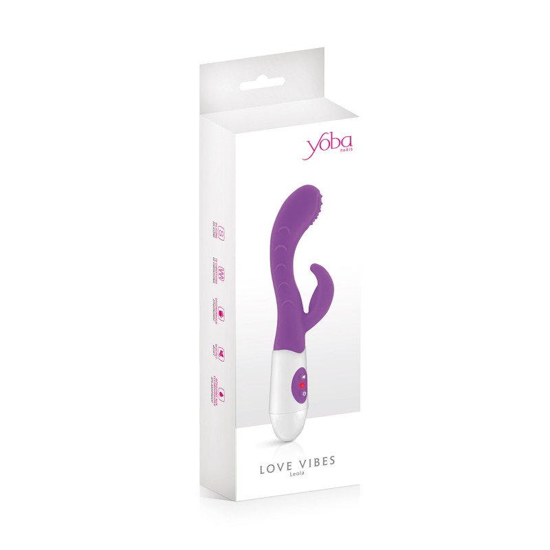 Vibromasseur rabbit Leola violet - Stimulation multiple 10 modes - Yoba