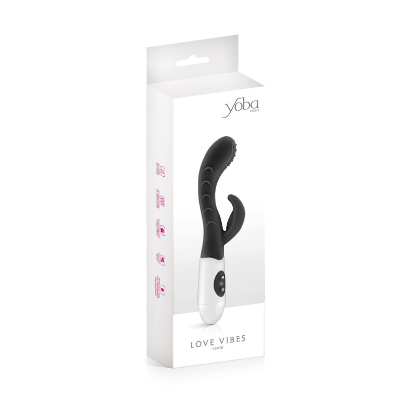 Vibromasseur Rabbit Leola noir - Stimulation multi-zones 10 modes Yoba