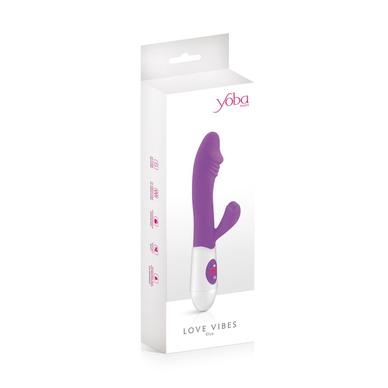 Vibromasseur Rabbit Elya Violet - Sextoy 10 modes stimulation point G et clitoris par Yoba