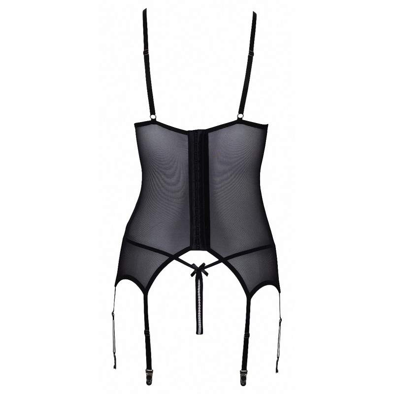 Guêpière seins nus et string ouvert résille et perles - Cottelli Lingerie