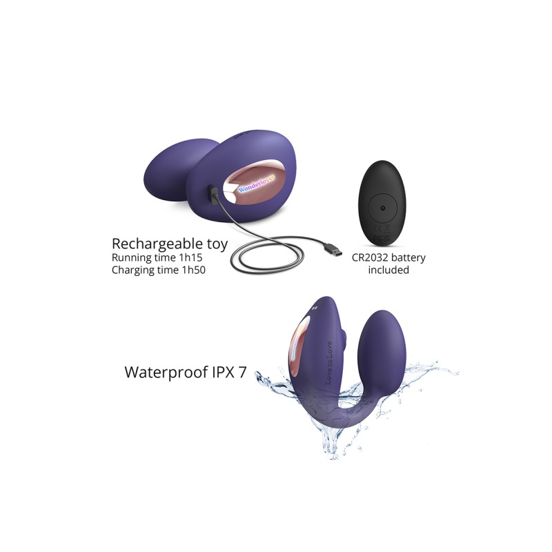 Wonderlover double stimulateur violet télécommandé Love to Love