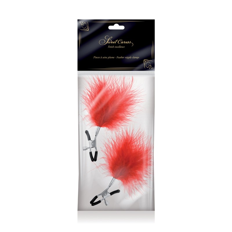 Pinces à seins plumeau rouge - Sweet Caress