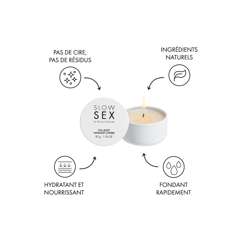 Bougie de massage Slow Sex 50g - Bijoux Indiscrets