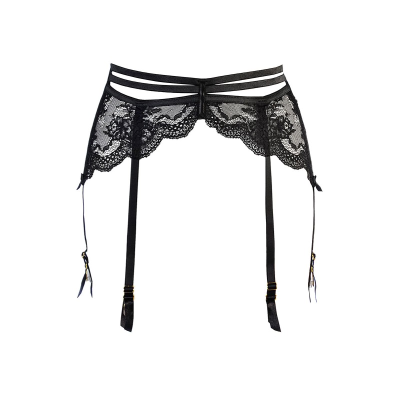 Porte-jarretelles tulle et dentelle noir V-10712 - Axami