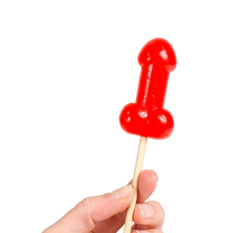 Présentoir de 40 sucettes pénis à la cerise avec effet chauffant épicé