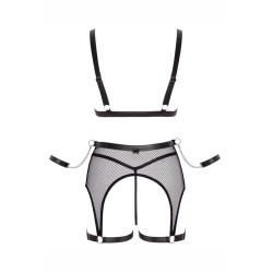 Ensemble Fetish noir en dentelle - Cotelli Bondage