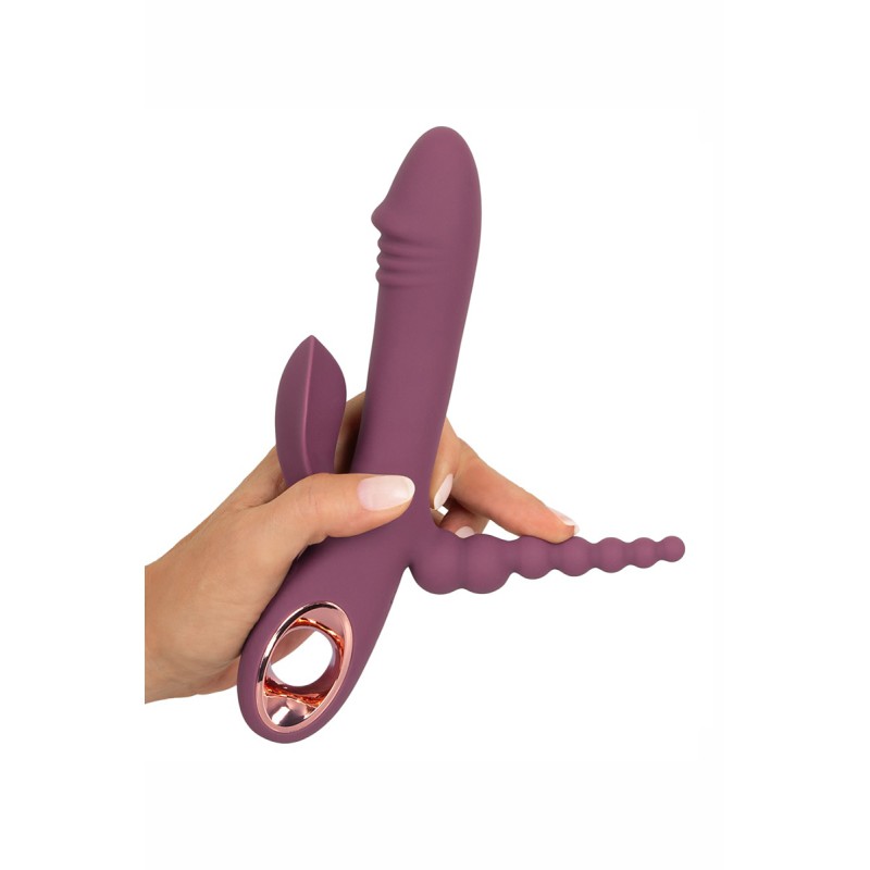 You2Toys Vibro Slim Triple Plum - Stimulateur triple zones vagin, clitoris, anus